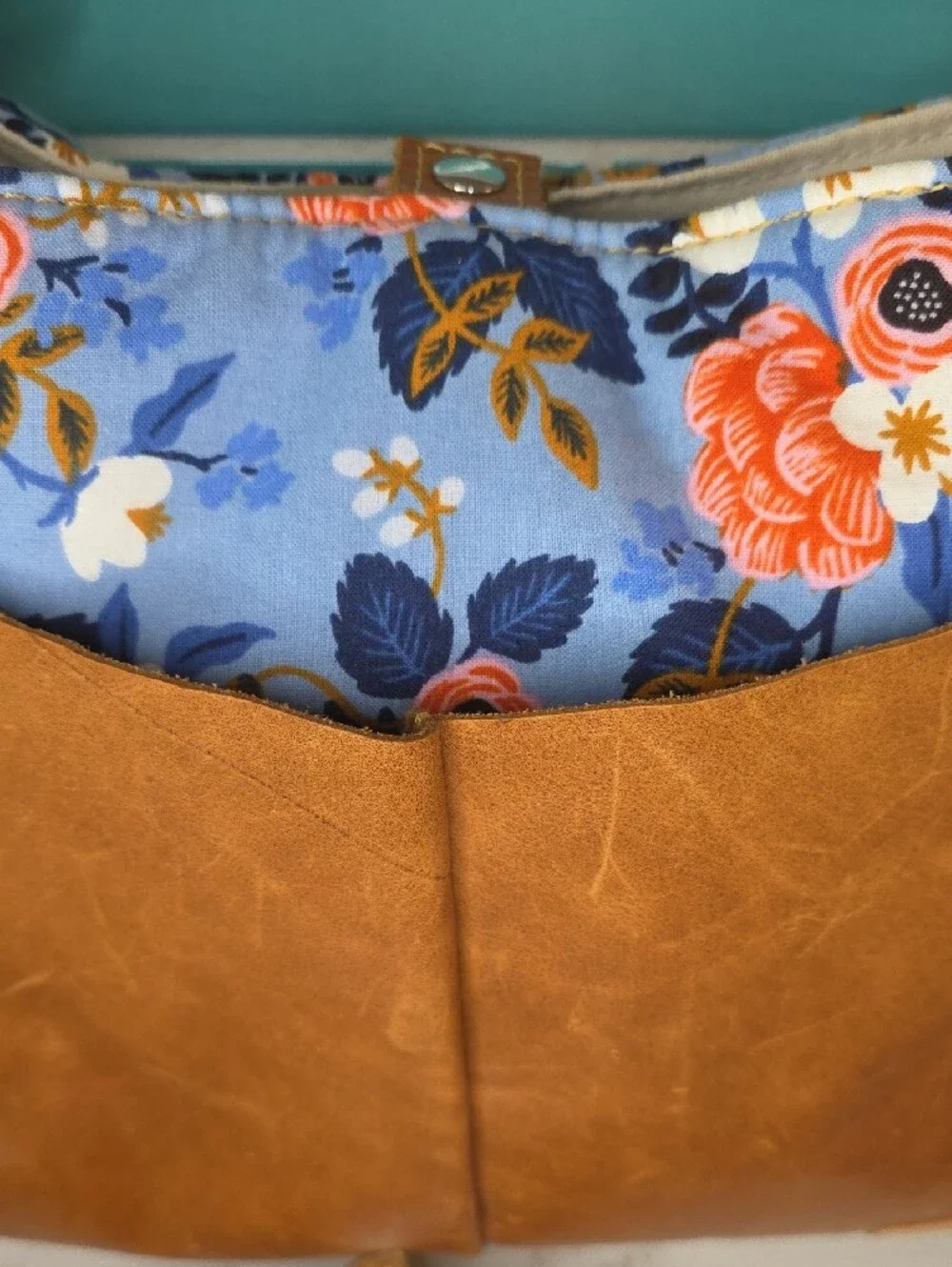 Shoulder/Crossbody Bag with Floral Accent